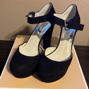 Michael Kors suede, platform black ankle strap. Brand New, Never Worn.